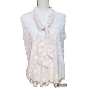 Shannon Ford New York Lace Blouse Size Large Lined Feminine Sleeveless White